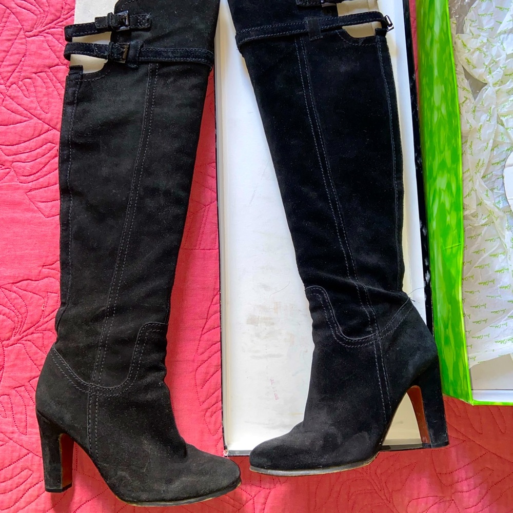 Over the knee suede boots
